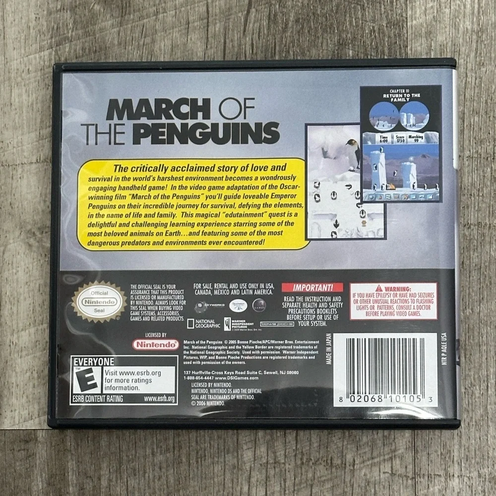 March of the Penguins Video - Nintendo DS Game Everyone 2006 Play Fun Family